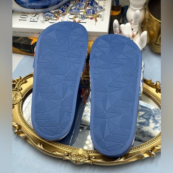 🆕 KURT GEIGER LONDON 🧿 NWOT Meena Eagle Blue Botanica Pool Slide, Sz 37 US 7 - Picture 11 of 12